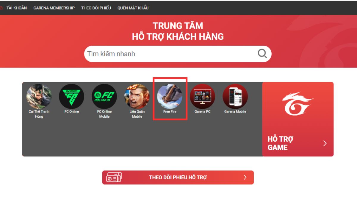 Cách Lấy Lại Nick Free Fire thông quan garena trên website