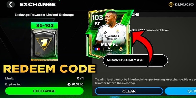 Cách sử dụng mã code FC Mobile